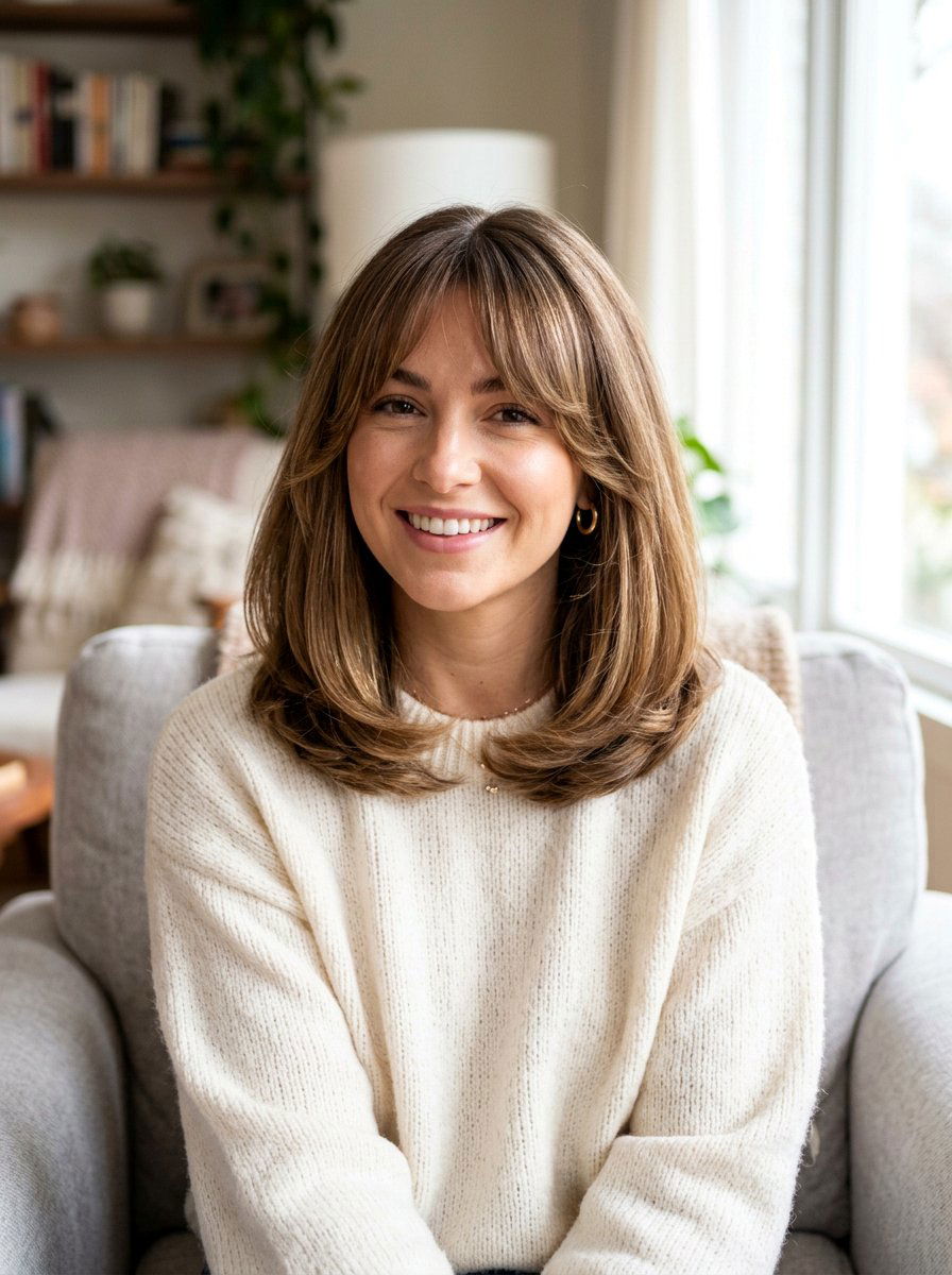 Curtain Bangs Glossy Blowout Lob - 20 glossy blowout lob haircut - 20 glossy blowout lob haircut