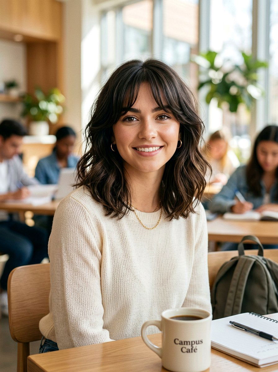 Curtain Bangs Lob - 20 college girls polished internship hairstyle - 20 college girls polished internship hairstyle