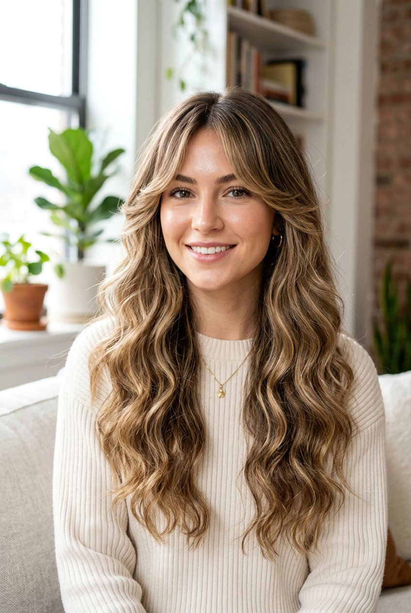 Curtain Bangs Long Hair - 20 haircuts for oval face shape - 20 haircuts for oval face shape