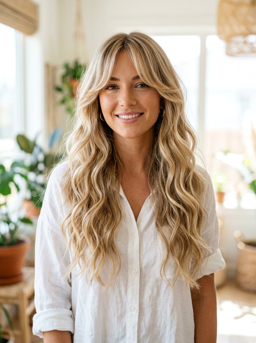 Curtain Bangs Long Hair - 20 hairstyle to balance long forehead - 20 hairstyle to balance long forehead