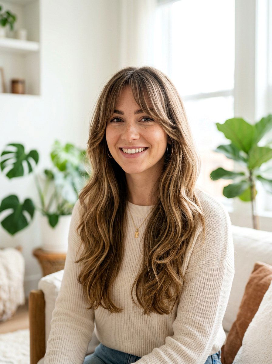 Curtain Bangs Long Layers - 20 hairstyle to soften cheekbones women - 20 hairstyle to soften cheekbones women