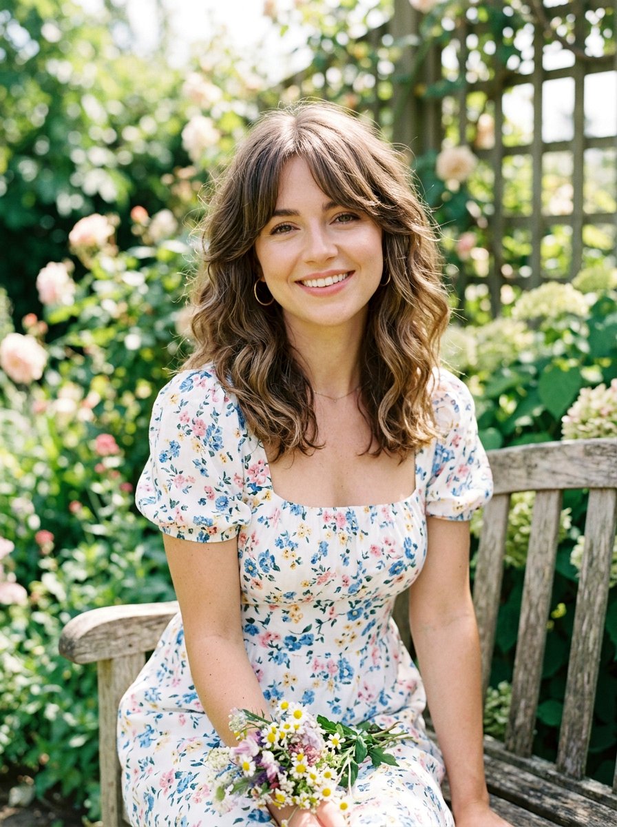 Curtain Bangs Medium Haircut - 20 flattering haircut for diamond face women - 20 flattering haircut for diamond face women