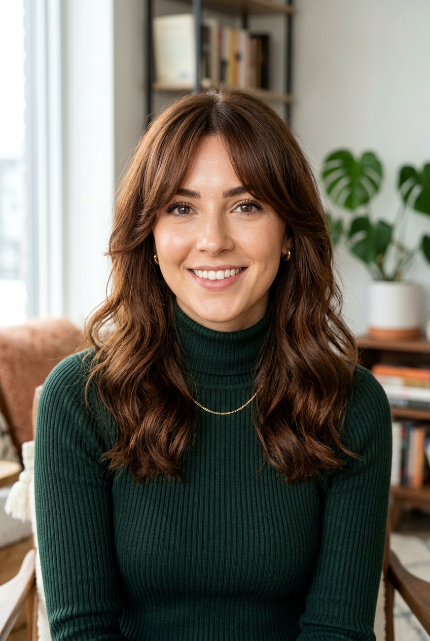 Curtain Bangs Mid Length Hair - 20 curtain fringe for round face women - 20 curtain fringe for round face women