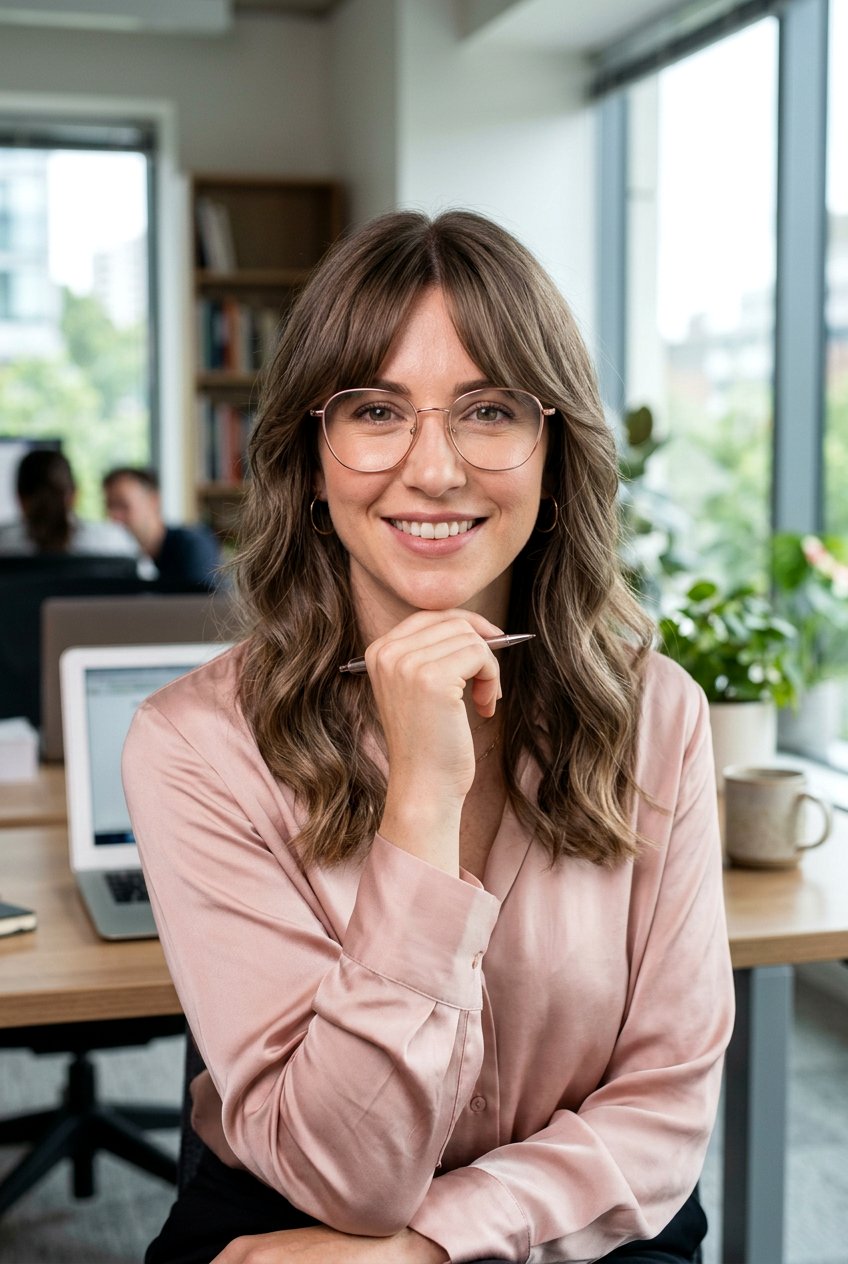 Curtain Bangs Mid Length - 20 professional hairstyle for women with glasses - 20 professional hairstyle for women with glasses