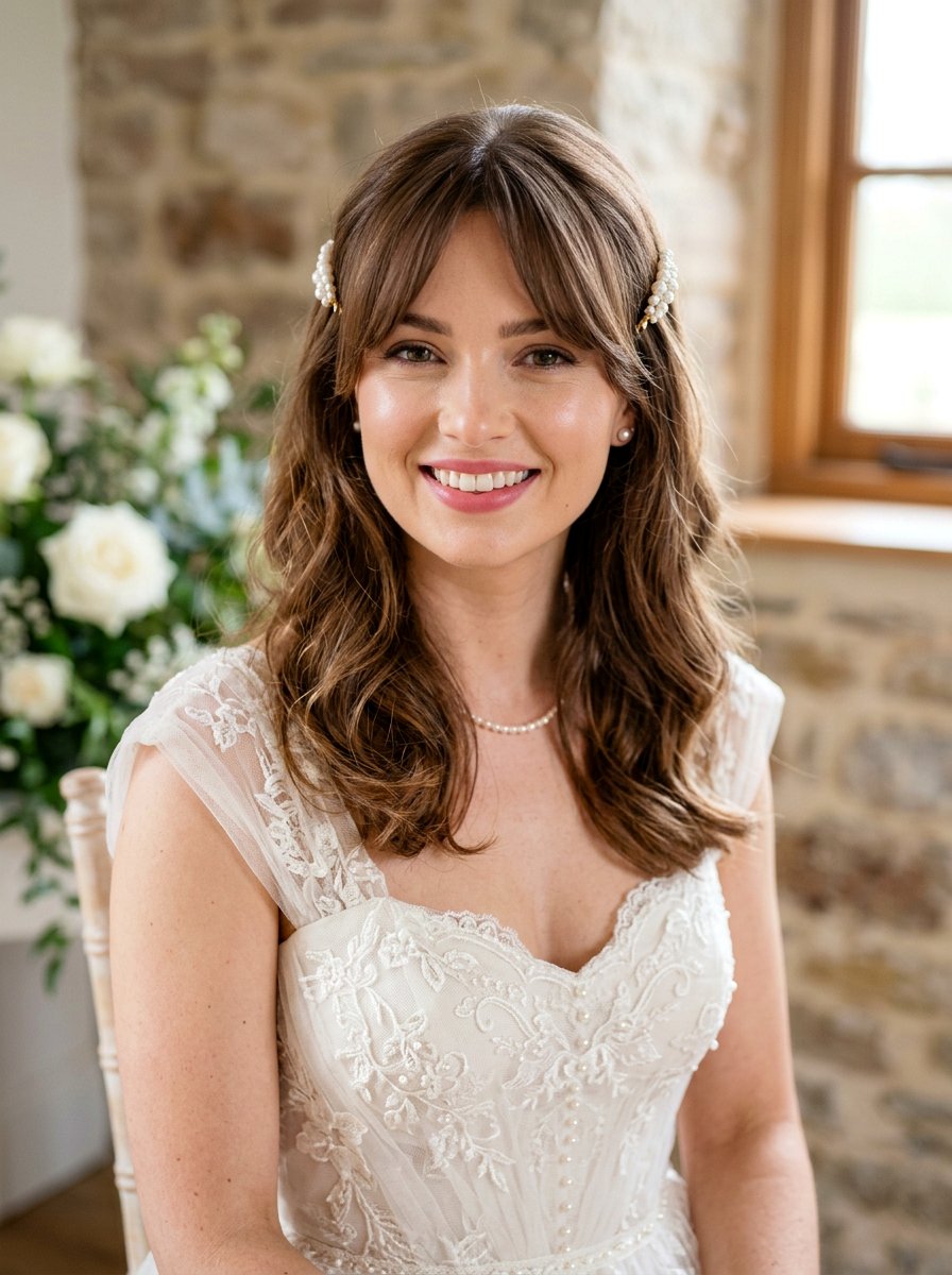 Curtain Bangs Pearl Clips - 20 wedding hairstyles with pearl clips