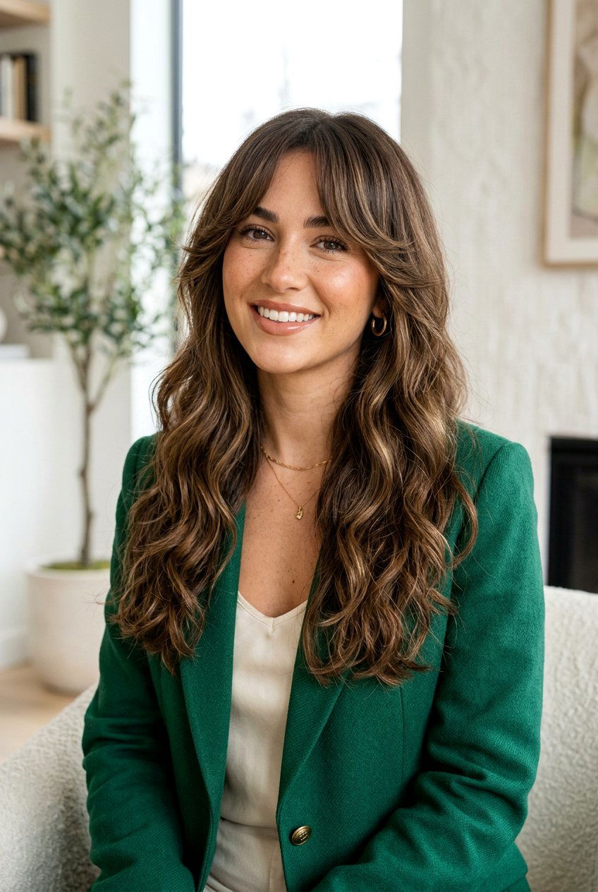 Curtain Bangs With Layers - 20 office hairstyle for thick wavy hair - 20 office hairstyle for thick wavy hair