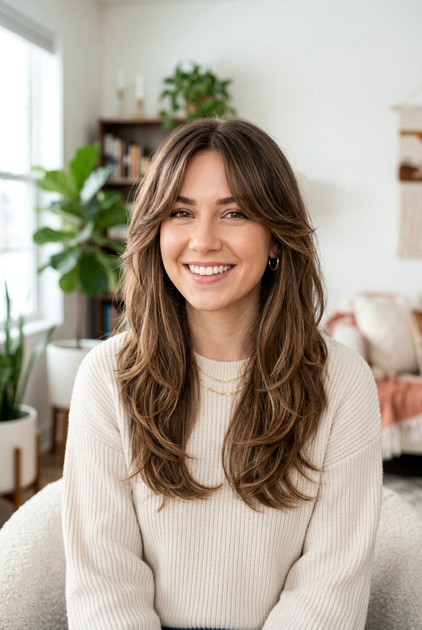 Curtain Bangs With Long Layers - 20 cute medium haircuts for women - 20 cute medium haircuts for women