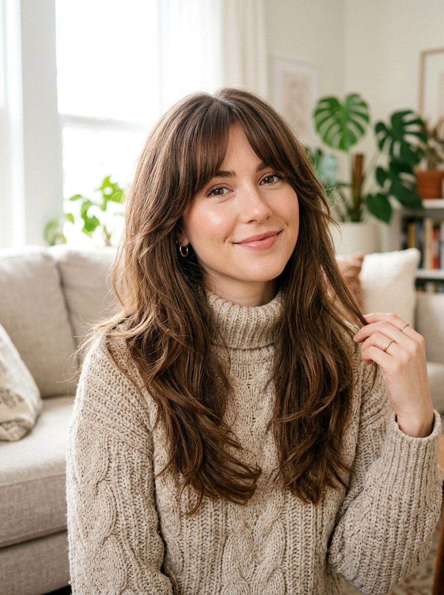 Curtain Bangs With Long Layers - 20 college girls haircut ideas for campus - 20 college girls haircut ideas for campus