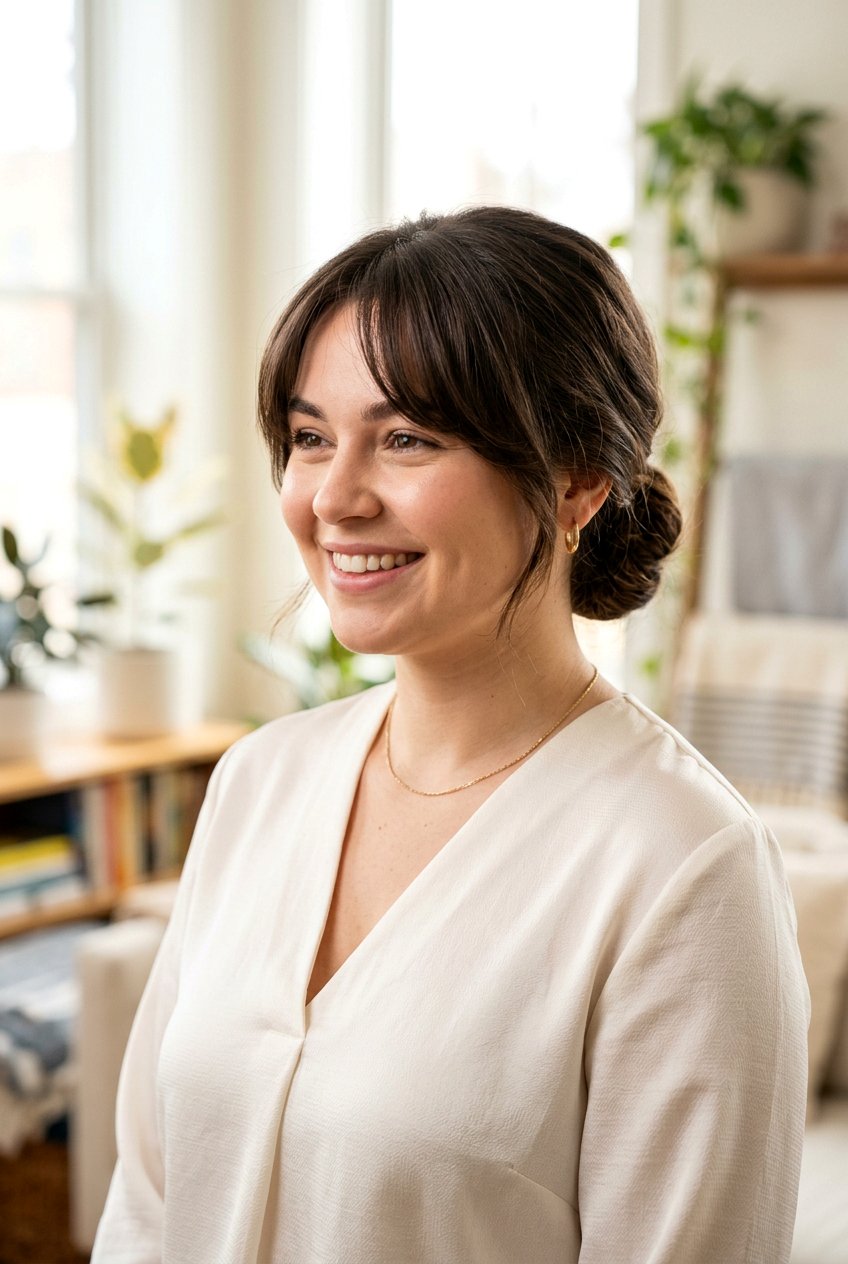 Curtain Bangs With Low Bun For Round Chubby Face - 20 curtain bangs for round chubby face - 20 curtain bangs for round chubby face