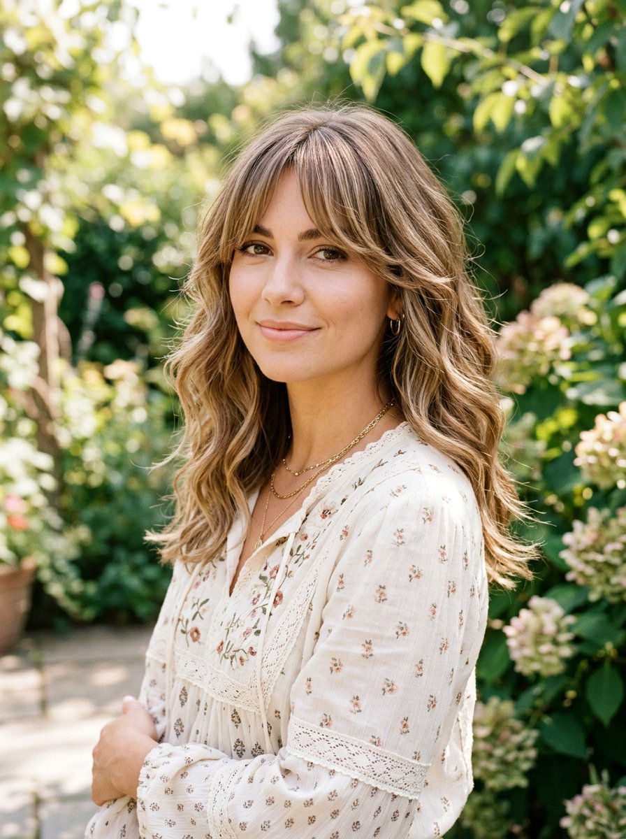 Curtain Bangs With Medium Wavy Hair - 20 flattering haircut for inverted triangle face - 20 flattering haircut for inverted triangle face