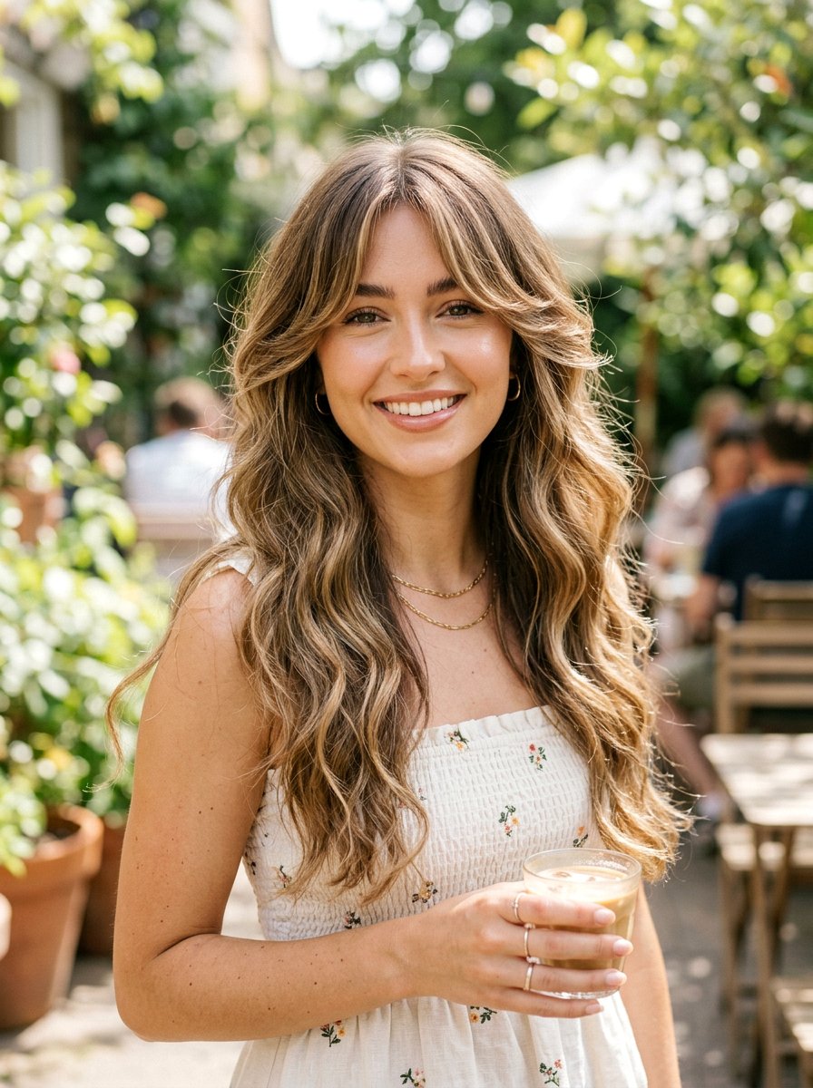 Curtain Bangs With Waves Hairstyle - 20 soft glam hairstyle for birthday party - 20 soft glam hairstyle for birthday party