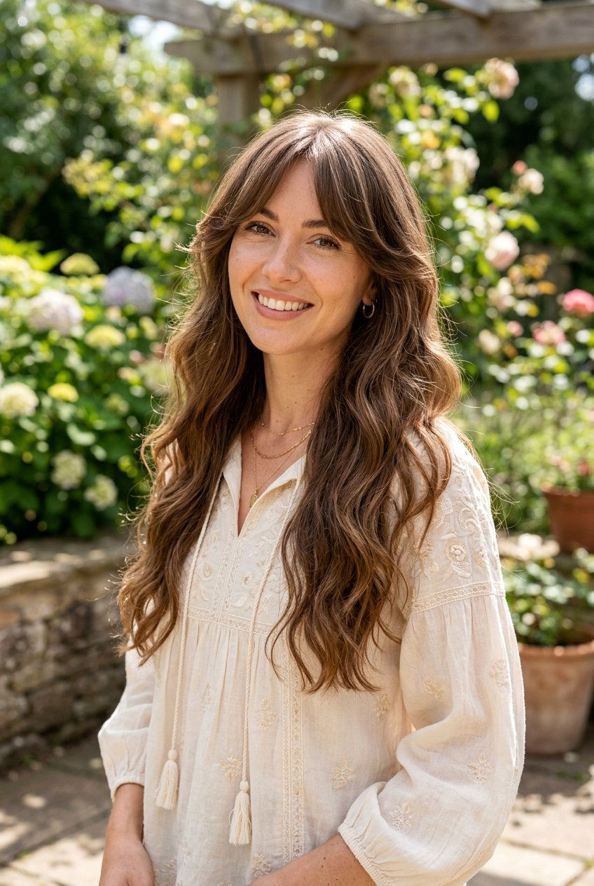 Curtain Bangs With Western Waves - 20 western hairstyles for women - 20 western hairstyles for women