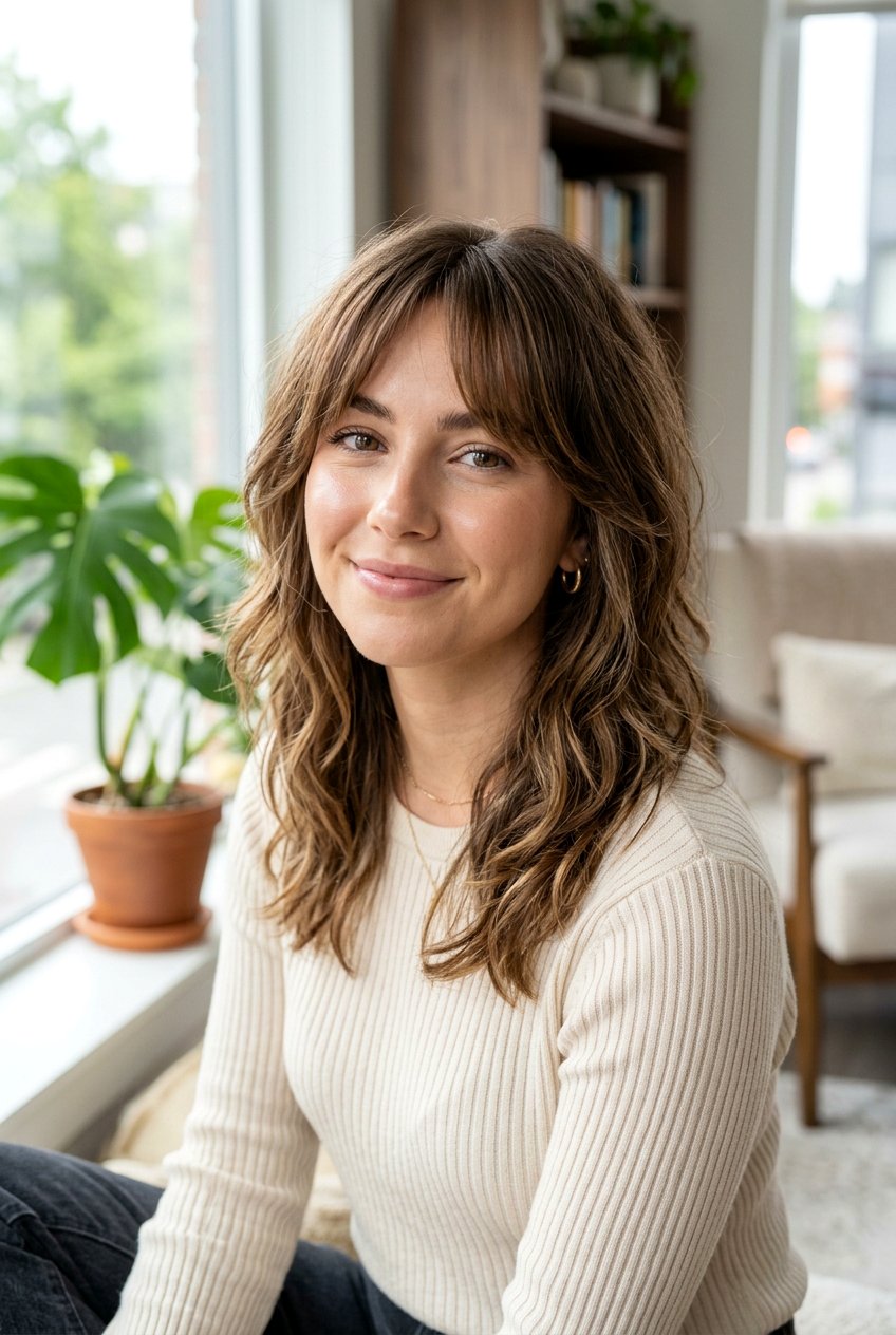 Curtain Bangs with Choppy Layers - 20 hairstyles to hide thinning hair - 20 hairstyles to hide thinning hair