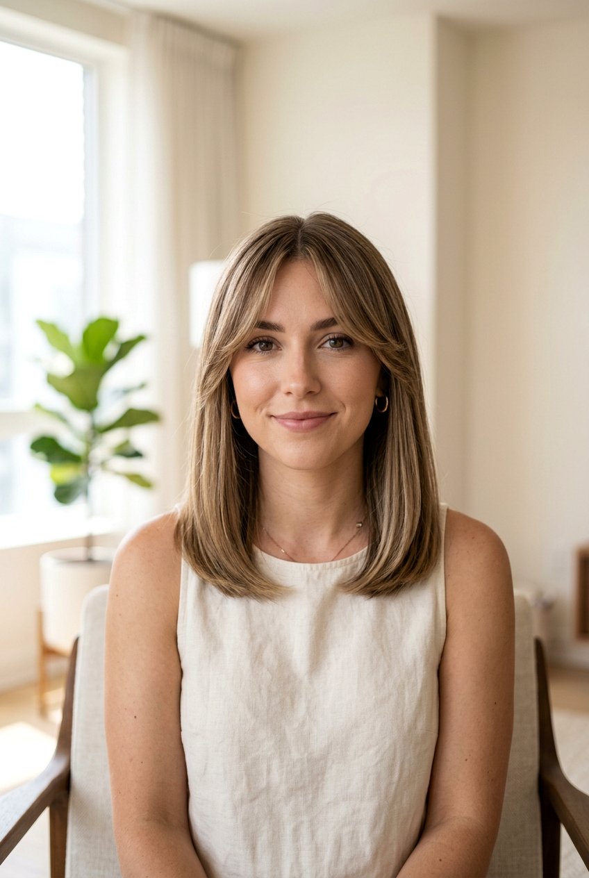 Curtain Bangs with Straight Lob - 20 minimalist haircuts for women - 20 minimalist haircuts for women