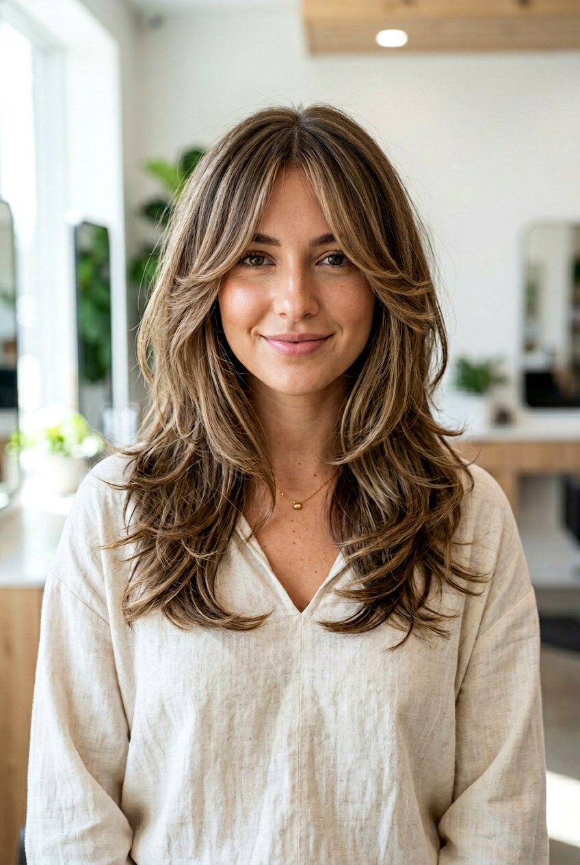 Curtain Inspired Butterfly Layers With Side Bangs - 20 butterfly layers with side bangs - 20 butterfly layers with side bangs