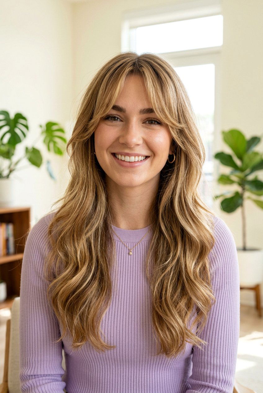 Curtain bangs with long layers - 20 healthy haircut for damaged long hair - 20 healthy haircut for damaged long hair