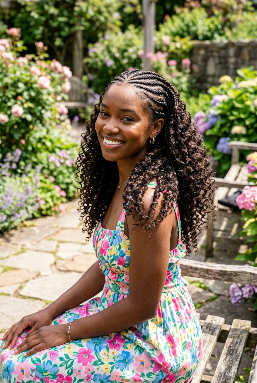 Curved Braids With Curls - 20 curved cornrow braid styles - 20 curved cornrow braid styles