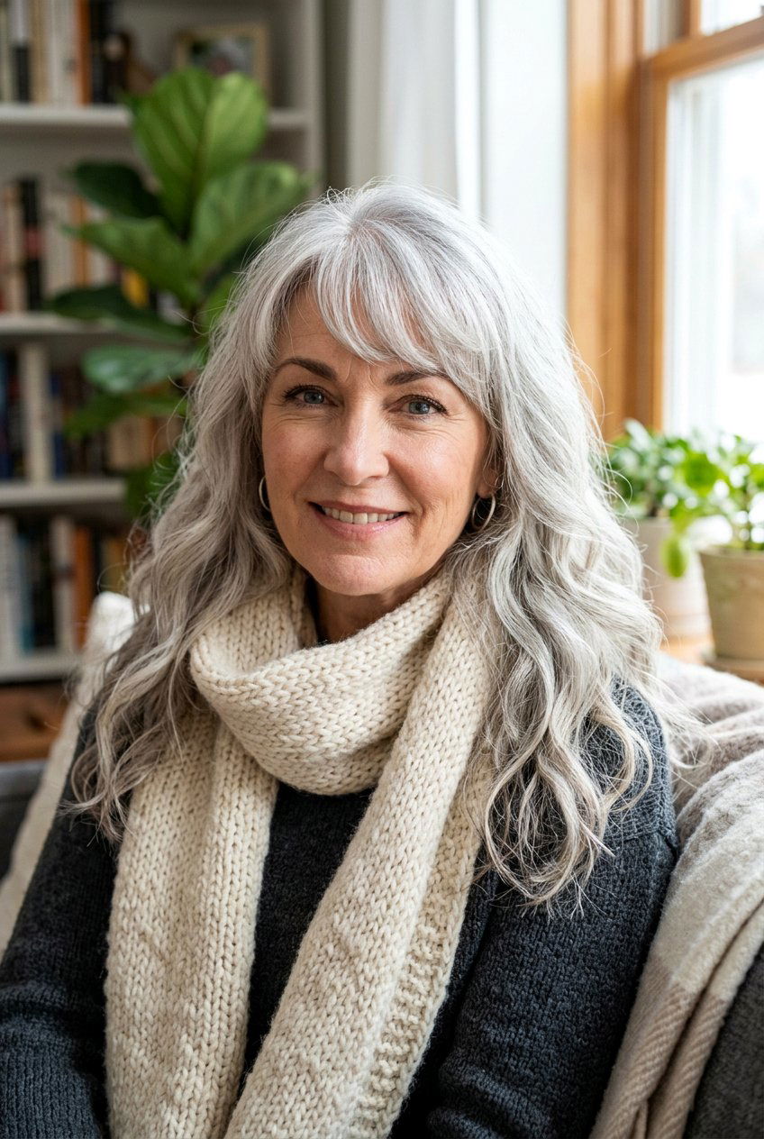 Curved Feathered Bangs - 20 feathered bangs for older women - 20 feathered bangs for older women