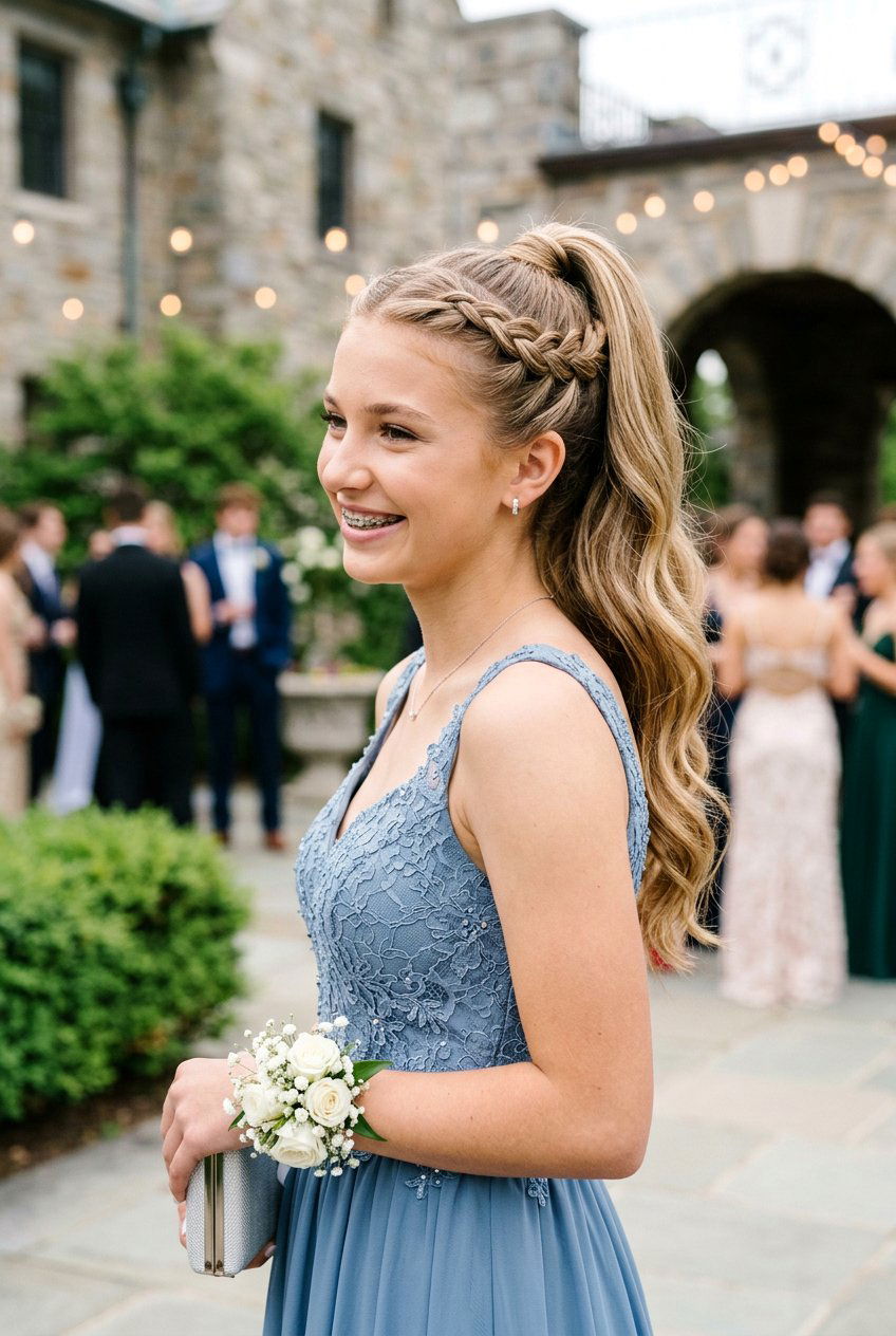 Cute Braided Prom Ponytail - 20 cute prom hairstyles for teens - 20 cute prom hairstyles for teens
