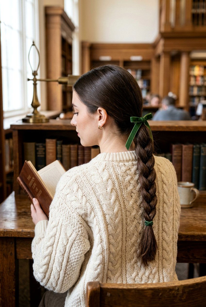 Dark Academia Braided Ponytail - 20 dark academia hairstyles - 20 dark academia hairstyles