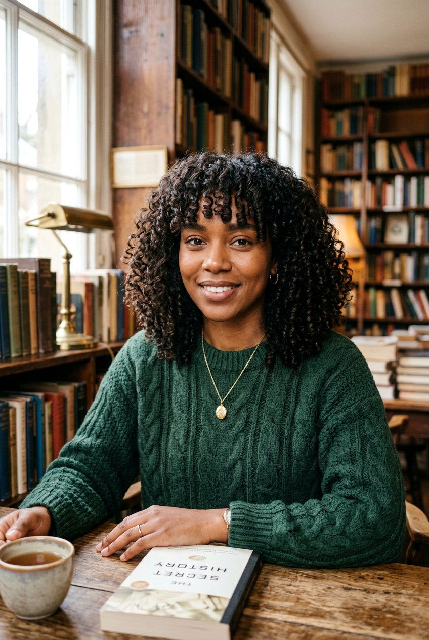 Dark Academia Curly Bangs With Natural Curls - 20 dark academia hairstyles - 20 dark academia hairstyles