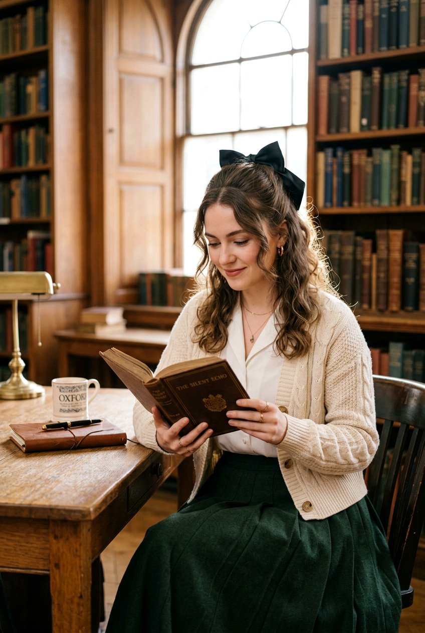 Dark Academia Half Up Hair With Bow - 20 dark academia hairstyles - 20 dark academia hairstyles