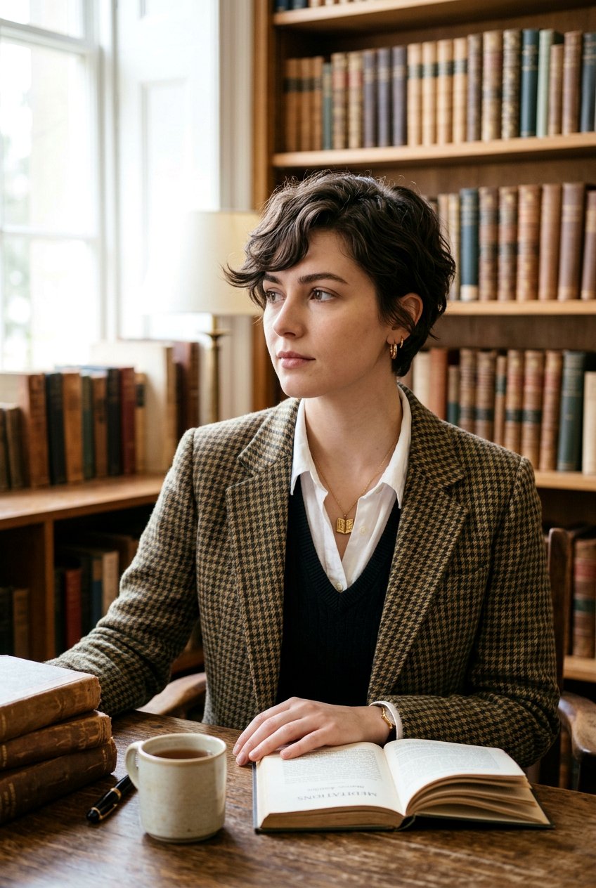 Dark Academia Short Hair With Natural Texture - 20 dark academia hairstyles - 20 dark academia hairstyles