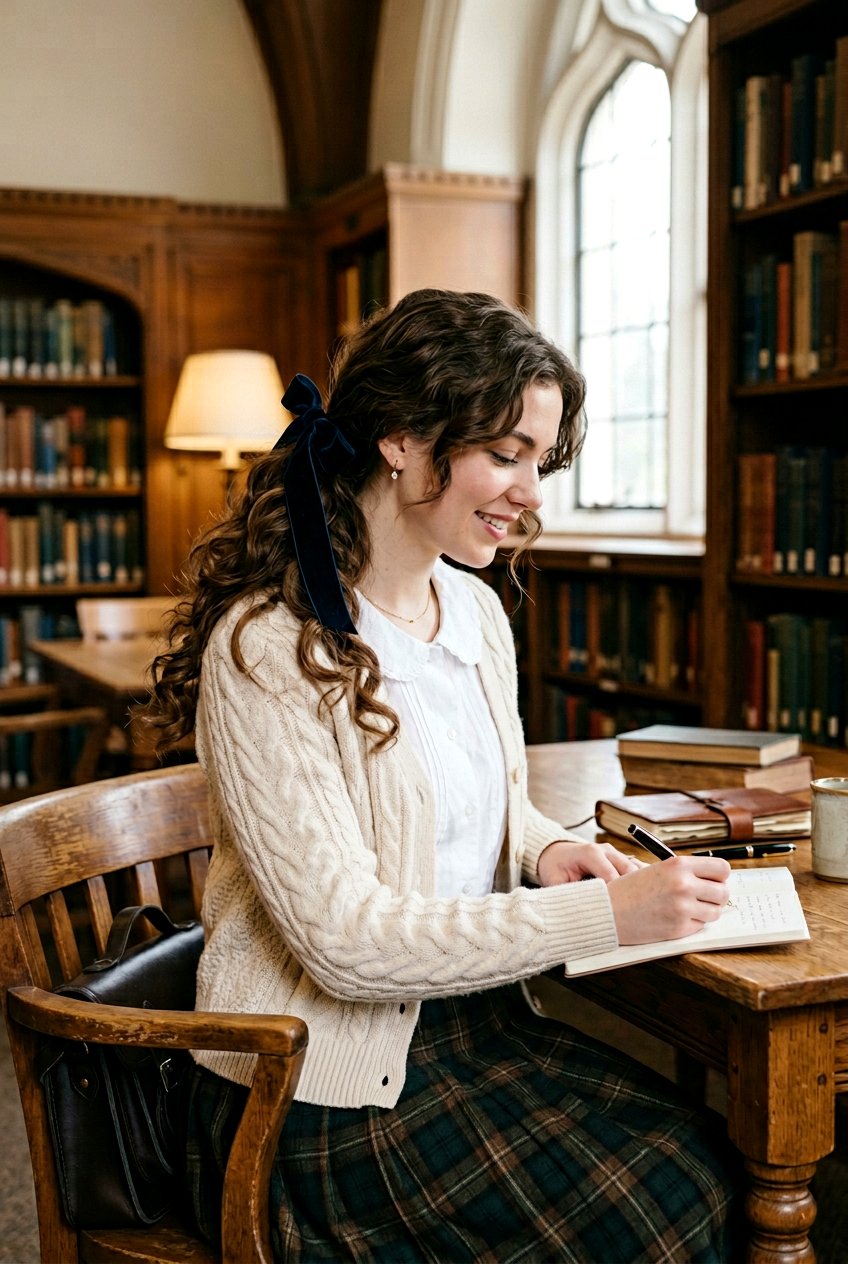 Dark Academia Side Ponytail With Bow - 20 dark academia hairstyles - 20 dark academia hairstyles