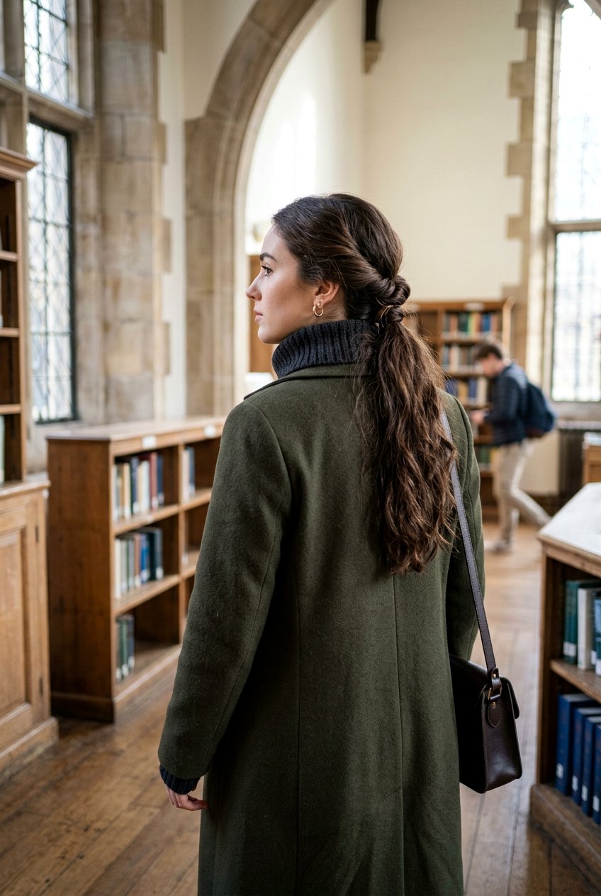 Dark Academia Twisted Low Ponytail - 20 dark academia hairstyles - 20 dark academia hairstyles