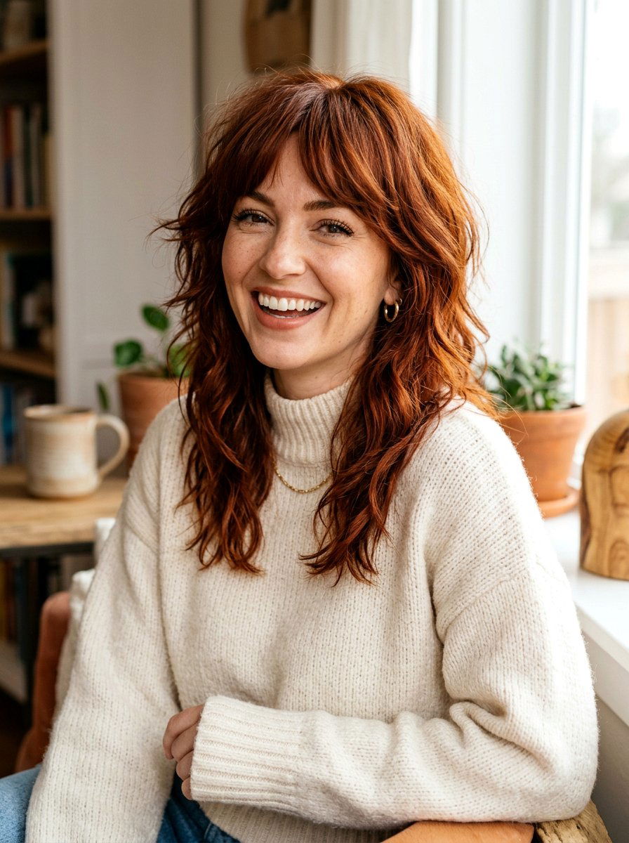 Dark Auburn Copper Shag - 20 copper shag hair color ideas - 20 copper shag hair color ideas