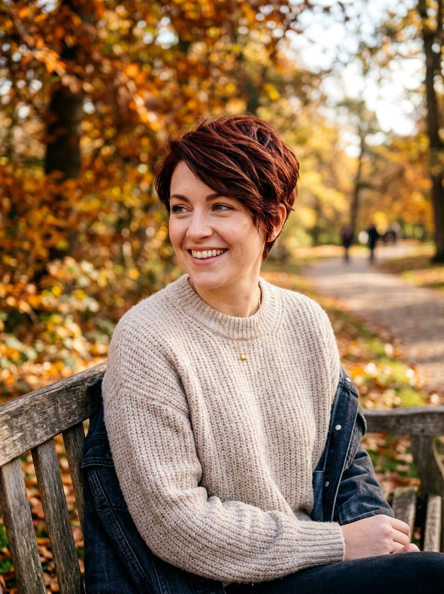 Dark Auburn Red Pixie - 20 red pixie hair color ideas - 20 red pixie hair color ideas