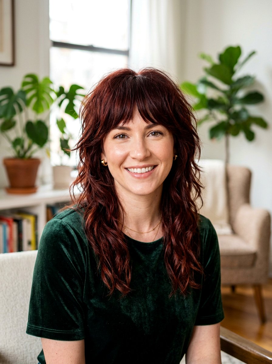 Dark Auburn Red Shag - 20 red shag hair color ideas - 20 red shag hair color ideas