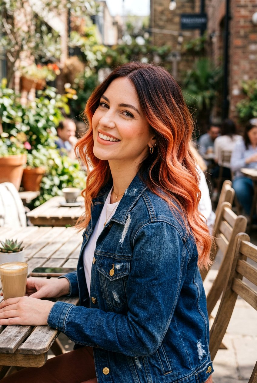 Dark Brown Coral Peach Balayage - 20 coral peach balayage - 20 coral peach balayage