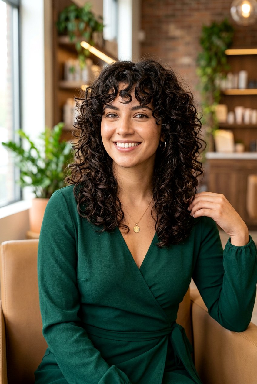 Dark Brown Curly Wolf Cut - 20 layered wolf cut for curly hair women - 20 layered wolf cut for curly hair women