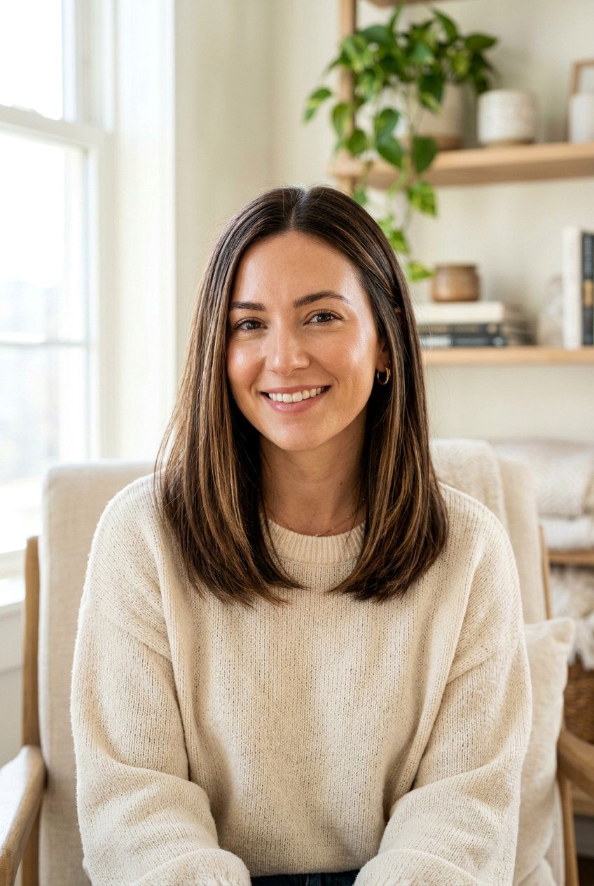 Dark Brown Hair With Caramel Ribbon Babylights - 20 caramel ribbons on dark brown hair - 20 caramel ribbons on dark brown hair