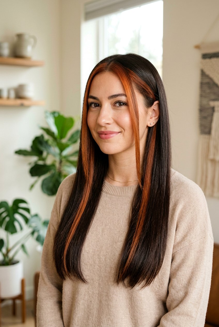 Dark Brown Hair With Copper Money Piece - 20 brunette hair with copper money piece - 20 brunette hair with copper money piece