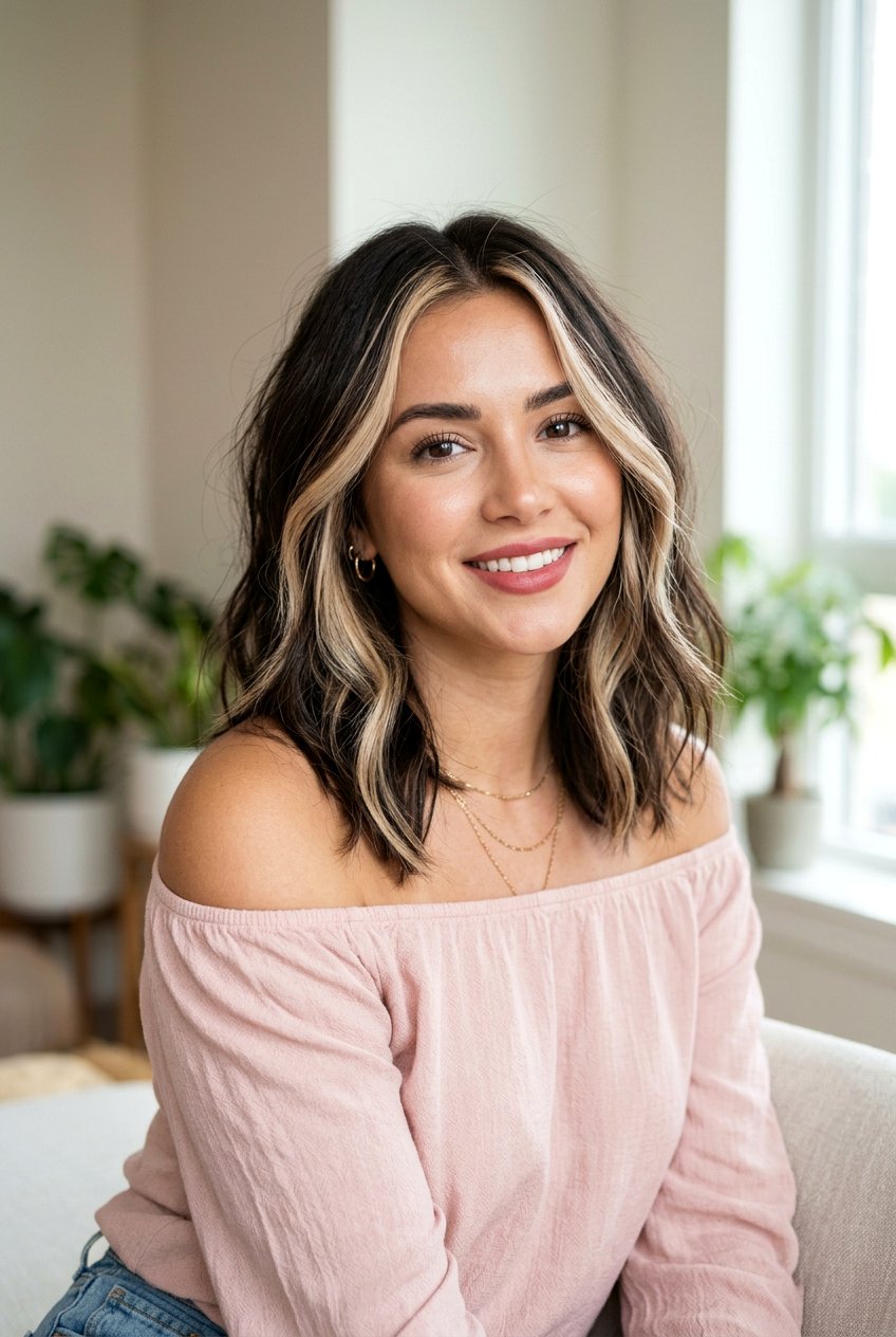 Dark Brown Hair With Face Framing Beige Highlights - 20 dark brunette with cool beige highlights - 20 dark brunette with cool beige highlights