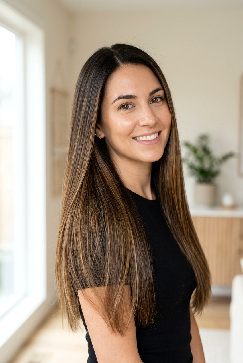 Dark Brown Hair With Golden Babylights And Shadow Root - 20 dark brown hair with golden babylights - 20 dark brown hair with golden babylights