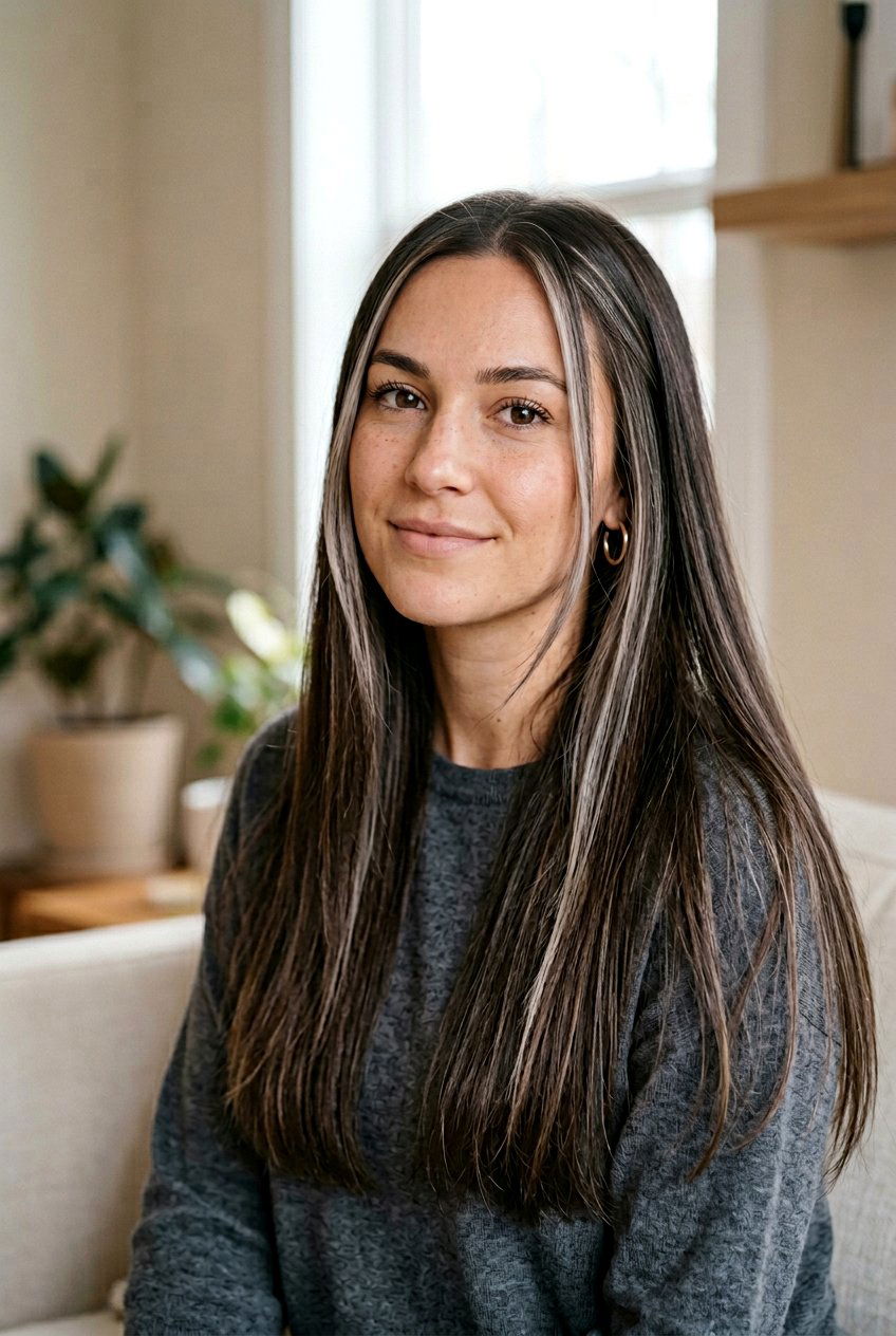 Dark Brown Hair with Subtle Cool Blonde Highlights - 20 cool blonde highlights on brown hair - 20 cool blonde highlights on brown hair