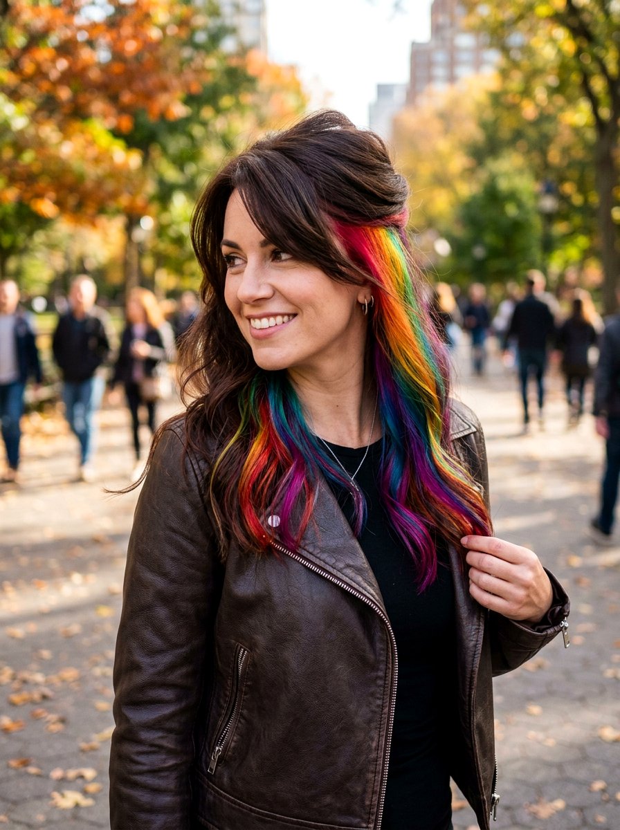 Dark Brown Hidden Prism Hair - 20 prism hair color ideas - 20 prism hair color ideas