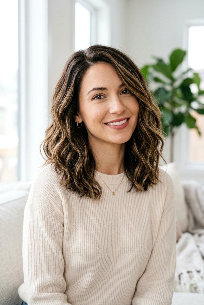 Dark Brown Lob With Golden Babylights - 20 dark brown hair with golden babylights - 20 dark brown hair with golden babylights