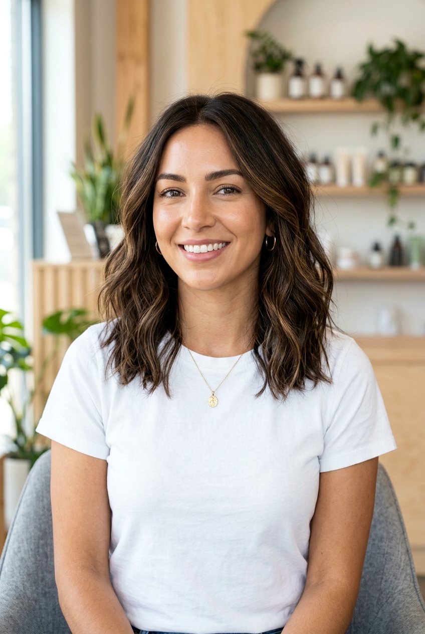 Dark Brown Lob With Toffee Babylights - 20 brunette babylights for fine hair women - 20 brunette babylights for fine hair women