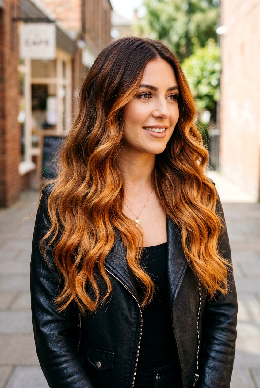 Dark Brown Shadow Root Ginger Balayage - 20 ginger balayage with shadow root - 20 ginger balayage with shadow root