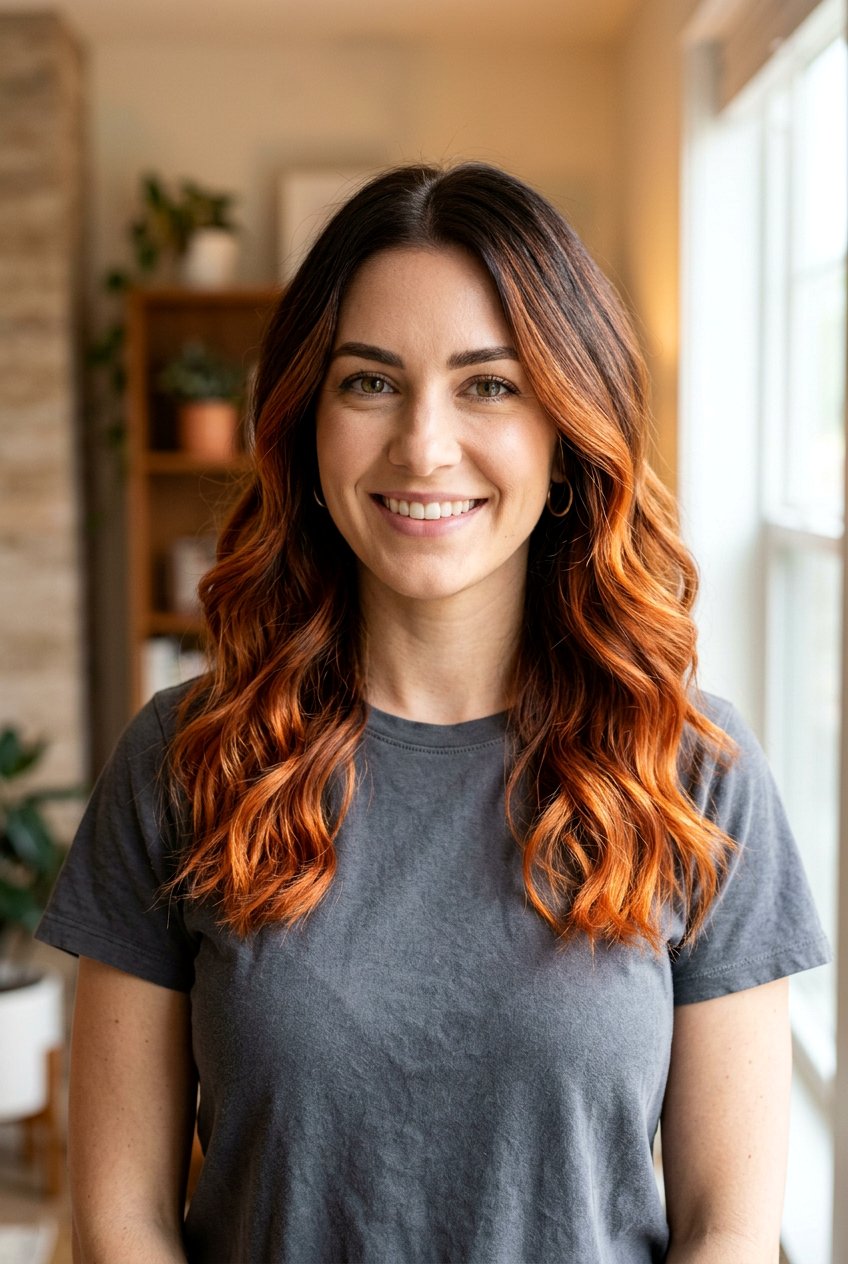 Dark Brown To Copper Balayage On Medium Hair - 20 copper balayage for shoulder length hair - 20 copper balayage for shoulder length hair