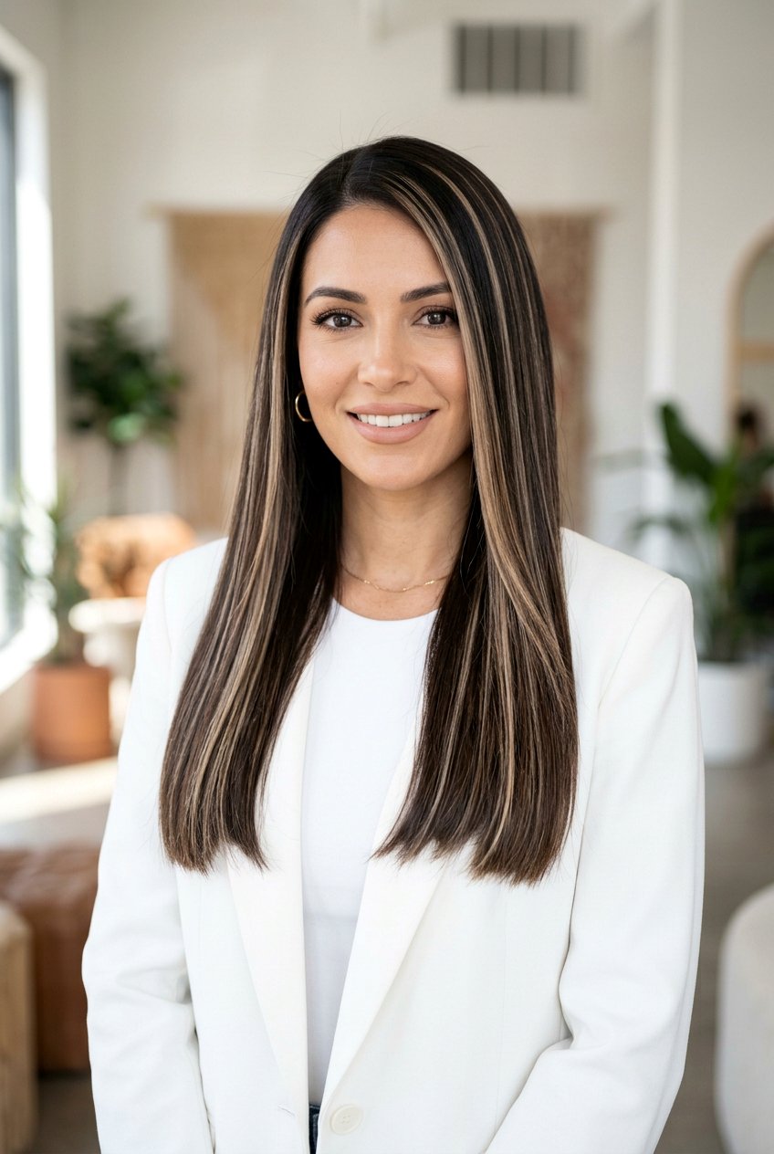 Dark Brunette With Beige Highlights Straight Hair - 20 dark brunette with cool beige highlights - 20 dark brunette with cool beige highlights