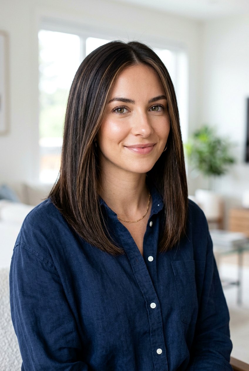 Dark Brunette With Subtle Babylights - 20 dimensional dark brunette hair color - 20 dimensional dark brunette hair color