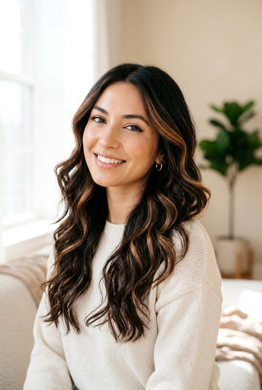 Dark Brunette with Caramel and Chocolate Ribbons - 20 dark brunette with caramel ribbons - 20 dark brunette with caramel ribbons