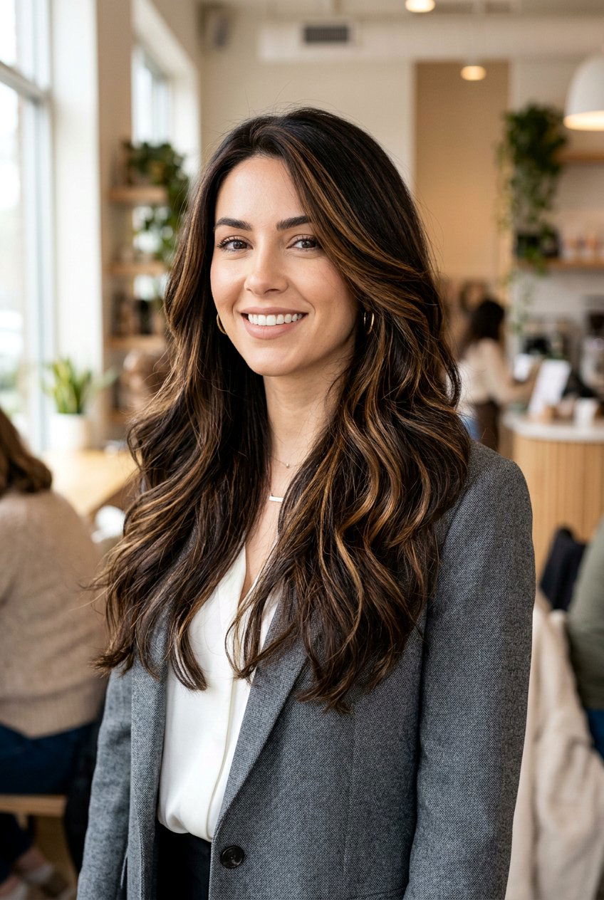 Dark Caramel Streaks On Espresso Hair - 20 caramel brunette for mature women - 20 caramel brunette for mature women