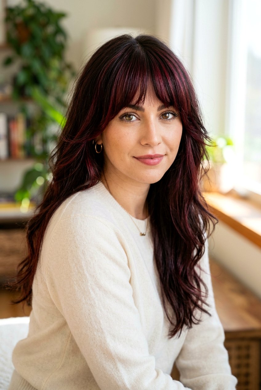 Dark Cherry Cola Highlights on Bangs and Fringe - 20 dark cherry cola highlights - 20 dark cherry cola highlights