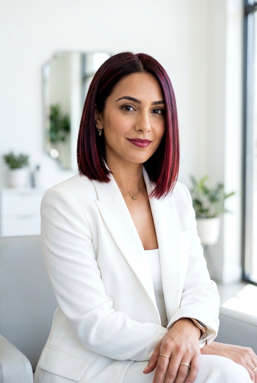 Dark Cherry Cola Highlights on Bob Haircut - 20 dark cherry cola highlights - 20 dark cherry cola highlights